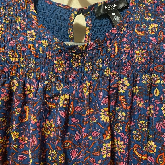 Pre-Owned Aqua Girls Size XL Long Sleeve Floral Print Multicolor Dress - Picture 1 of 2